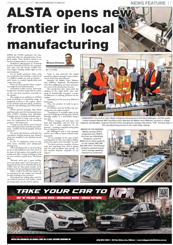 Mask manufacuring in the Mildura Weekly